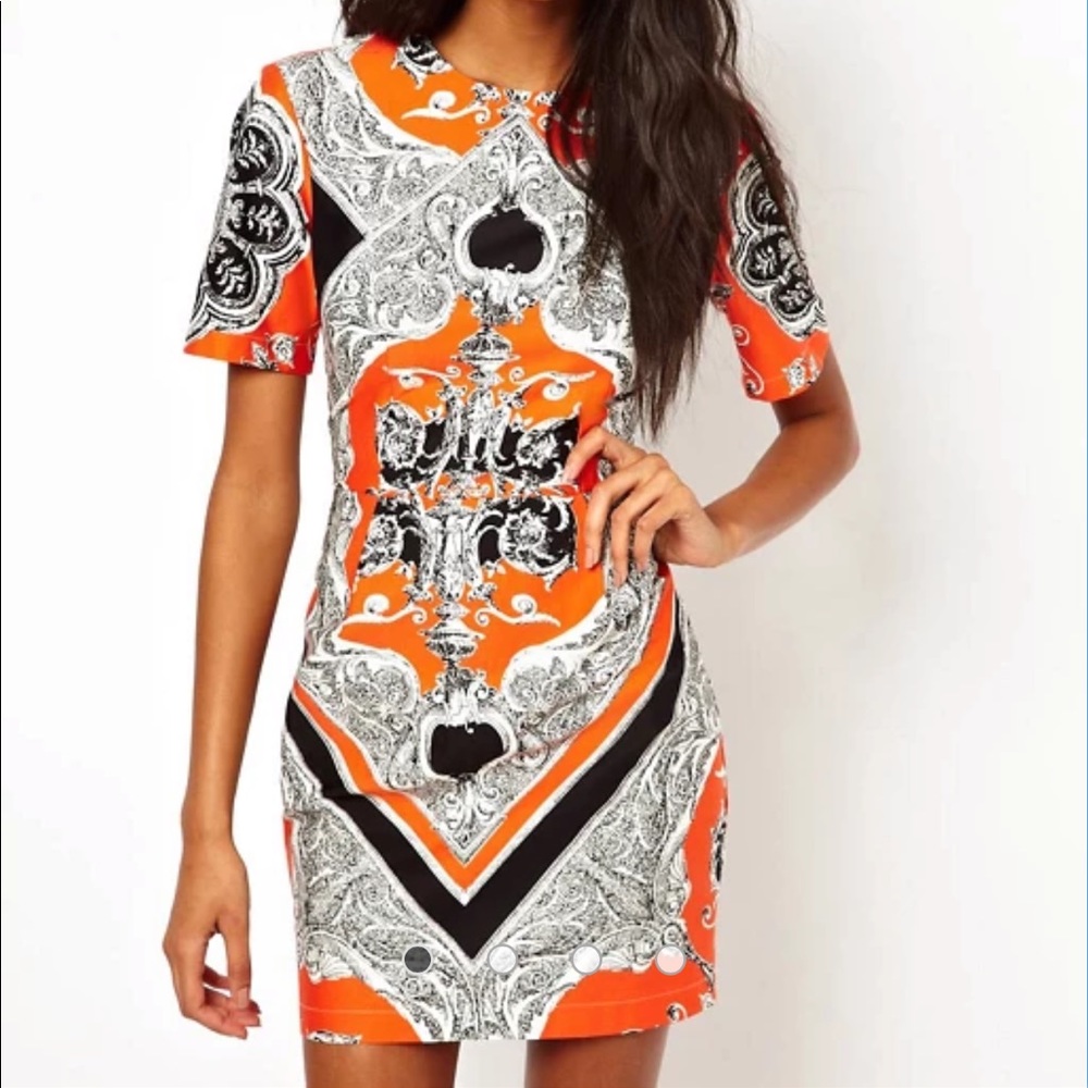 ASOS Blocked Mini Dress in Scarf Print